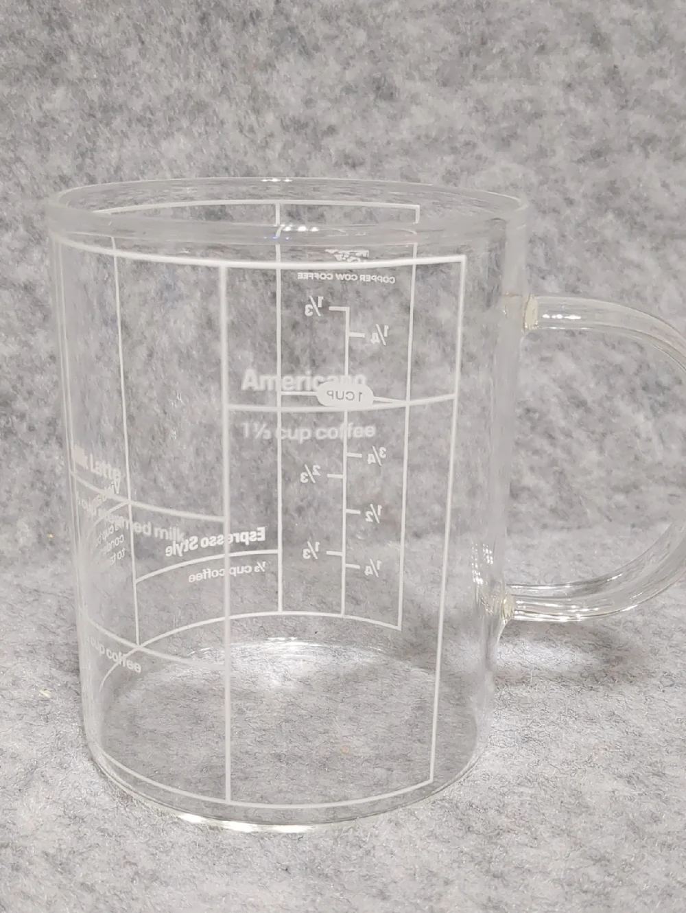 Copper Cow Coffee The Coffeeist 12 Oz. Glass  Mug, NEW